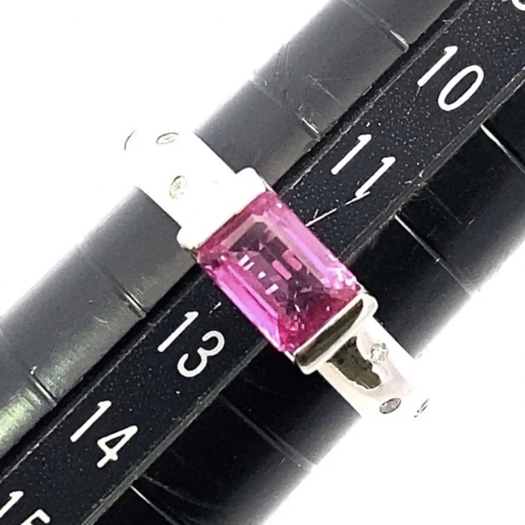 【YC9696】Pt900 天然ピンクサファイア ダイヤモンド リング レディースのアクセサリー(リング(指輪))の商品写真