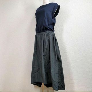 【BEAMS】ワンピース　美品　ノースリーブ　ロング丈　フレア　ネイビー　38