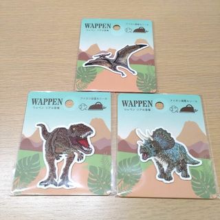 【新品】ワッペン　恐竜3点セット　ティラノサウルス　トリケラトプス　プテラノドン(各種パーツ)