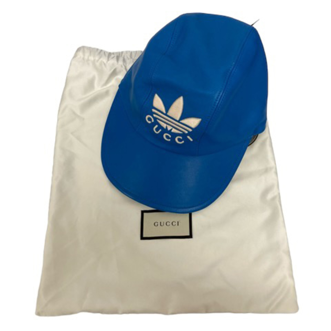 Gucci(グッチ)のグッチ ×adidas キャップ チンストラップ付き 724622 XL ブルー レディースの帽子(その他)の商品写真