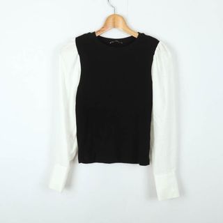 ザラ(ZARA)のザラ カットソー トップス 長袖シャツ ニット セーター コンビ レディース Mサイズ ブラック ホワイト ZARA(カットソー(長袖/七分))