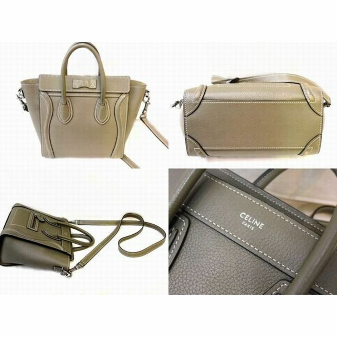 celine(セリーヌ)のセリーヌ CELINE 189243 ■ ラゲージ ナノショッパー ハンドバッグ レザー グレー系 2way ショルダー □6C 3キ100 レディースのバッグ(トートバッグ)の商品写真