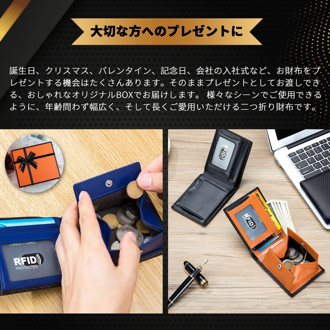 【色: ブラック】[GENMAI SOEASY] 財布 メンズ 二つ折り 二つ折 メンズのバッグ(その他)の商品写真