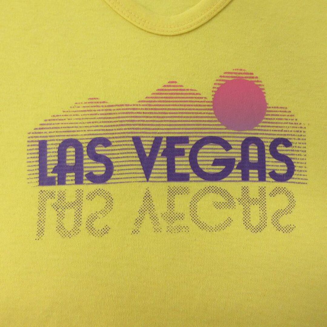 古着 半袖 ビンテージ Tシャツ レディース 80年代 80s ラスベガス Vネック 黄 イエロー 23jul14 中古 レディースのワンピース(ミニワンピース)の商品写真
