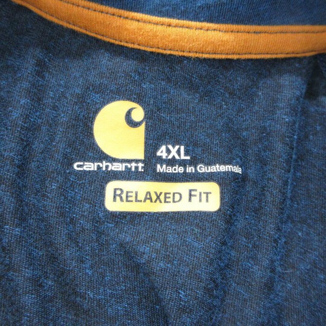 Charhartt WIP(カーハートダブリューアイピー)のXL★古着 カーハート Carhartt 半袖 ブランド ポロ シャツ メンズ ロング丈 大きいサイズ 青 ブルー 霜降り 23jul13 中古 トップス メンズのトップス(ポロシャツ)の商品写真