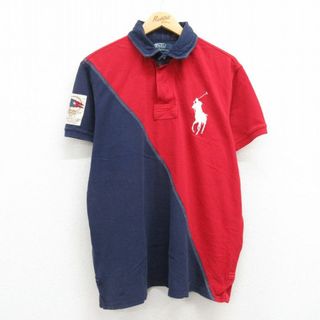 ラルフローレン(Ralph Lauren)のXL★古着 ラルフローレン Ralph Lauren 半袖 ラガー シャツ メンズ ビッグポニー イカリ 鹿の子 ツートンカラー コットン 赤他 レッド 23jul14 中古 トップス(シャツ)