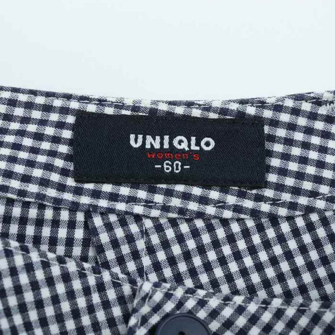 UNIQLO(ユニクロ)のユニクロ パンツ　ストレート チェック柄  レディース 60サイズ ブルー ホワイト UNIQLO レディースのパンツ(その他)の商品写真