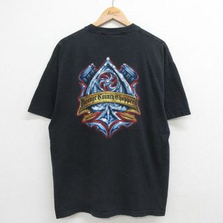 XL★古着 半袖 ビンテージ Tシャツ メンズ 00年代 00s オレンジカントリーチョッパーズ エンジン コットン クルーネック 黒 ブラック 23jul13 中古(Tシャツ/カットソー(半袖/袖なし))