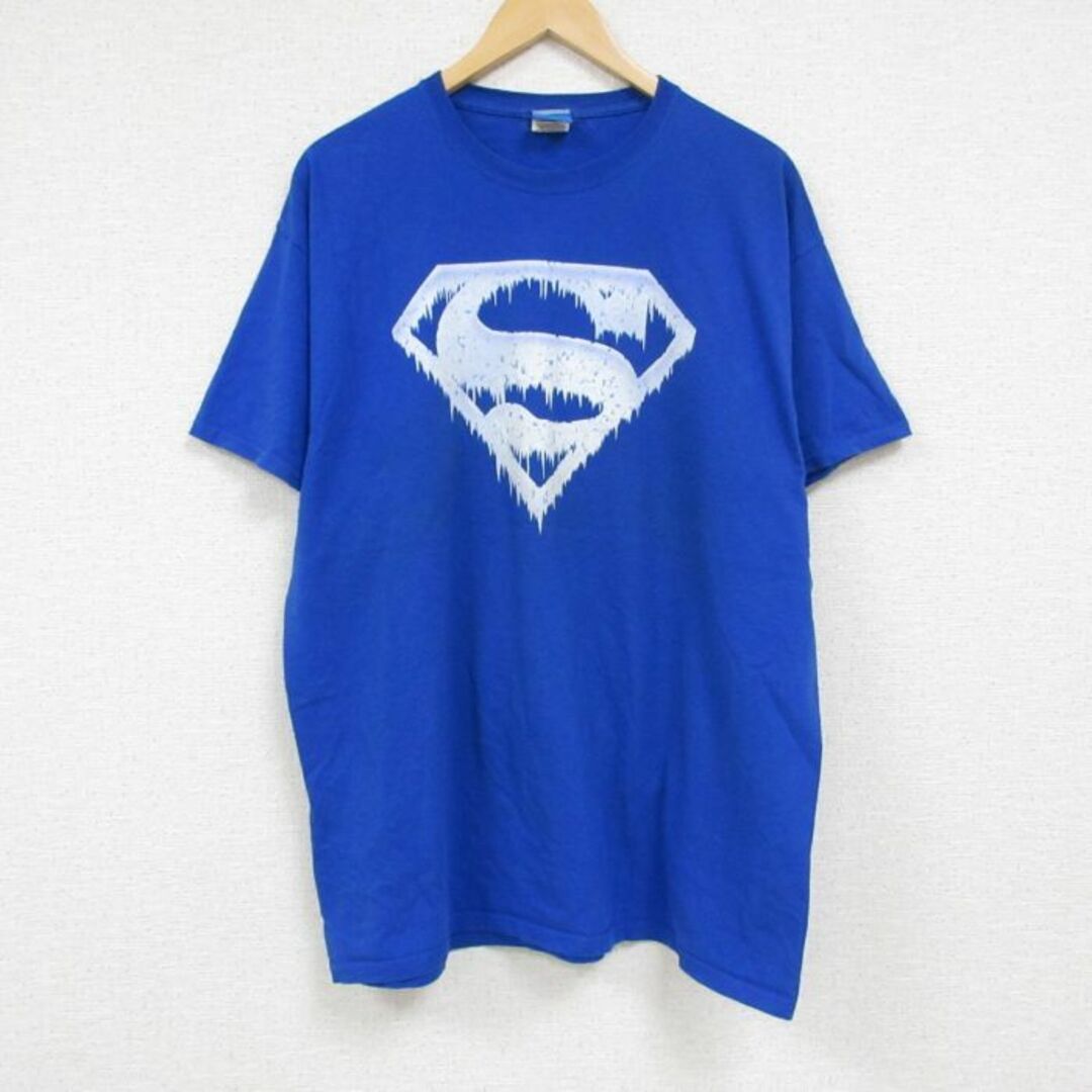 XL★古着 半袖 Tシャツ メンズ スーパーマン コットン クルーネック 青 ブルー 23jul12 中古 メンズのトップス(Tシャツ/カットソー(半袖/袖なし))の商品写真