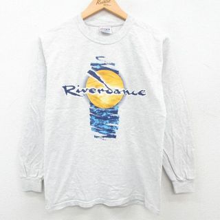 ヘインズ(Hanes)のM★古着 ヘインズ Hanes 長袖 ビンテージ Tシャツ メンズ 00年代 00s リバーダンス クルーネック 薄グレー 霜降り 23jul11 中古(Tシャツ/カットソー(半袖/袖なし))