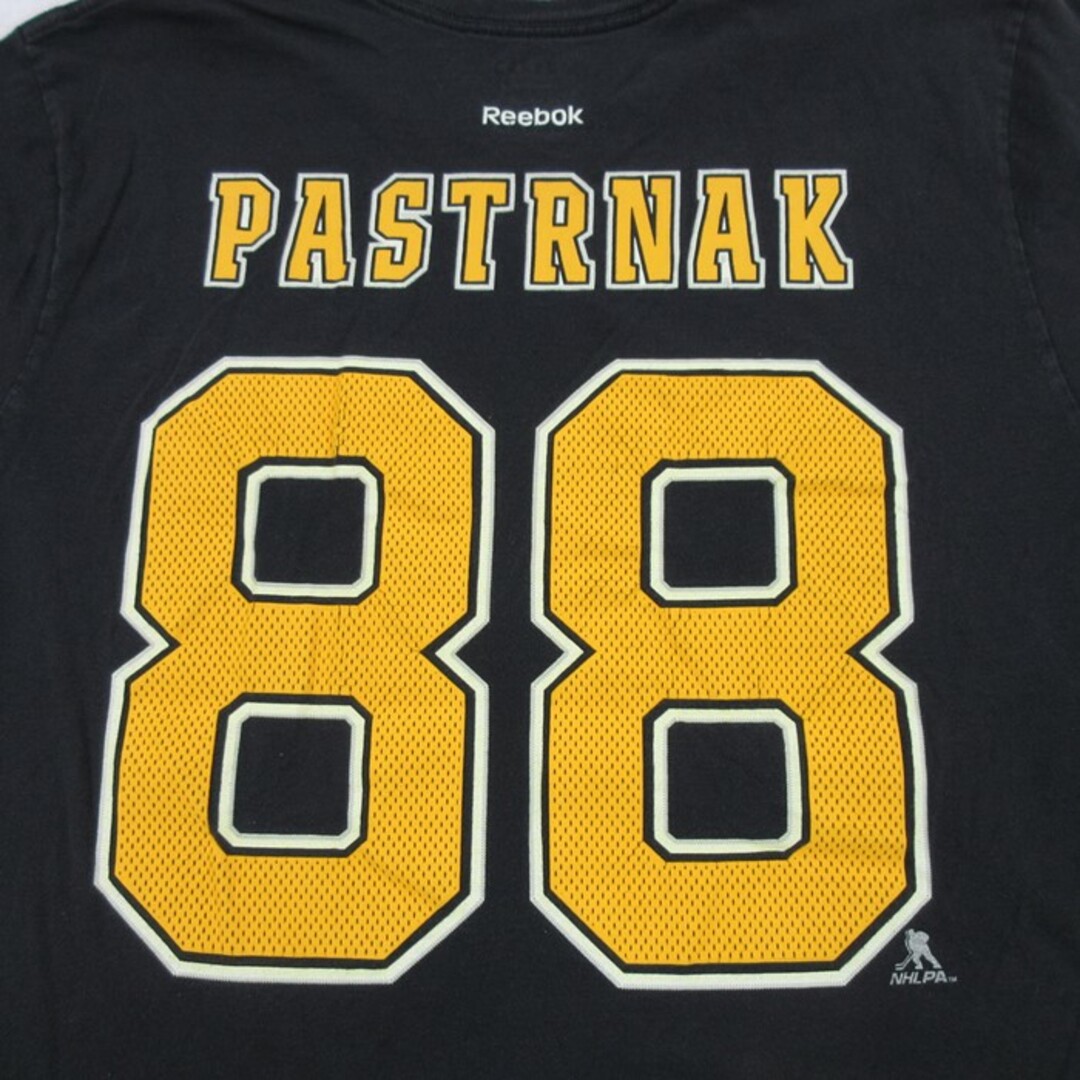 Reebok(リーボック)のXL★古着 リーボック REEBOK 半袖 ブランド Tシャツ メンズ NHL ボストンブルーインズ ダヴィトパストルニャーク 88 コットン クルーネック 黒 ブラック アイスホッケー 23jul12 中古 メンズのトップス(Tシャツ/カットソー(半袖/袖なし))の商品写真