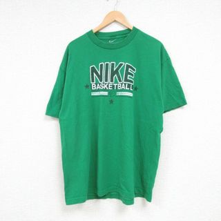 ナイキ(NIKE)のXL★古着 ナイキ NIKE 半袖 ブランド Tシャツ メンズ バスケットボール コットン クルーネック 緑 グリーン 23jul12 中古(Tシャツ/カットソー(半袖/袖なし))