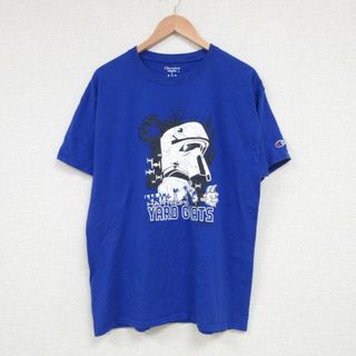 チャンピオン(Champion)のL★古着 チャンピオン Champion 半袖 ブランド Tシャツ メンズ スターウォーズ STAR WARS ストームトルーパー ハートフォードヤードゴーツ クルーネック 青 ブルー 23jul14 中古(Tシャツ/カットソー(半袖/袖なし))