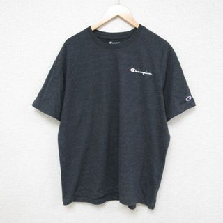 チャンピオン(Champion)のXL★古着 チャンピオン Champion 半袖 ブランド Tシャツ メンズ 大きいサイズ クルーネック 濃グレー 霜降り 23jul14 中古(Tシャツ/カットソー(半袖/袖なし))