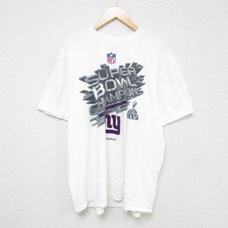 リーボック(Reebok)のXL★古着 リーボック REEBOK 半袖 ブランド Tシャツ メンズ NFL ニューヨークジャイアンツ 大きいサイズ コットン クルーネック 白 ホワイト アメフト スーパーボウル 23jul14 中古(Tシャツ/カットソー(半袖/袖なし))