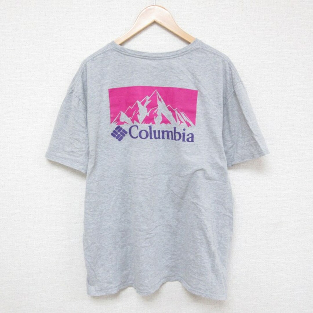 Columbia(コロンビア)のXL★古着 コロンビア COLUMBIA Columbia 半袖 ブランド Tシャツ メンズ ビッグロゴ 大きいサイズ クルーネック グレー 霜降り 23jul14 中古 メンズのトップス(Tシャツ/カットソー(半袖/袖なし))の商品写真