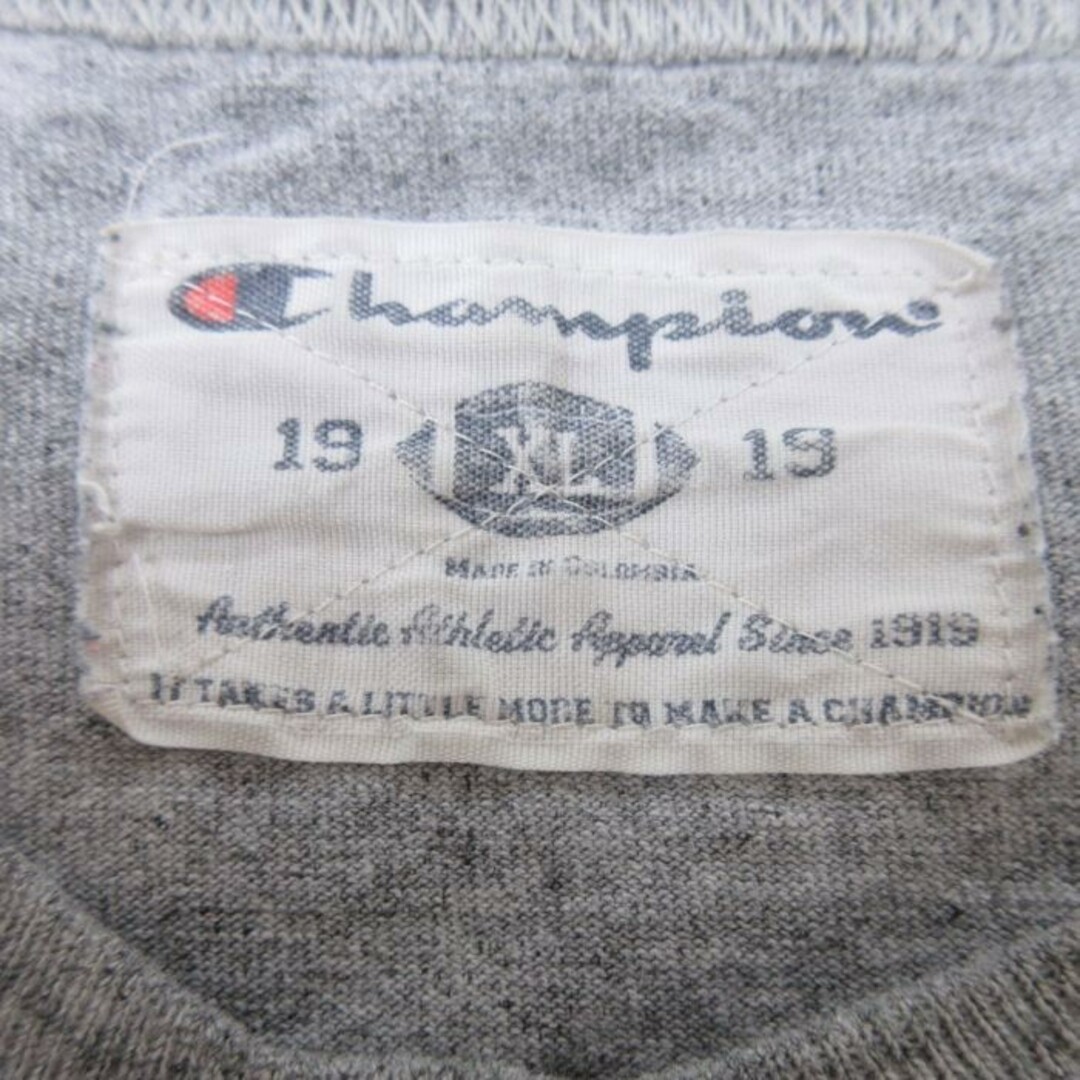 Champion(チャンピオン)のXL★古着 チャンピオン Champion 半袖 ブランド Tシャツ メンズ BROWN 大きいサイズ クルーネック 薄グレー 霜降り 23jul14 中古 メンズのトップス(Tシャツ/カットソー(半袖/袖なし))の商品写真