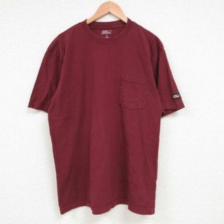 ディッキーズ(Dickies)のL★古着 ディッキーズ Dickies 半袖 ブランド Tシャツ メンズ 無地 胸ポケット付き コットン クルーネック エンジ 23jul14 中古(Tシャツ/カットソー(半袖/袖なし))