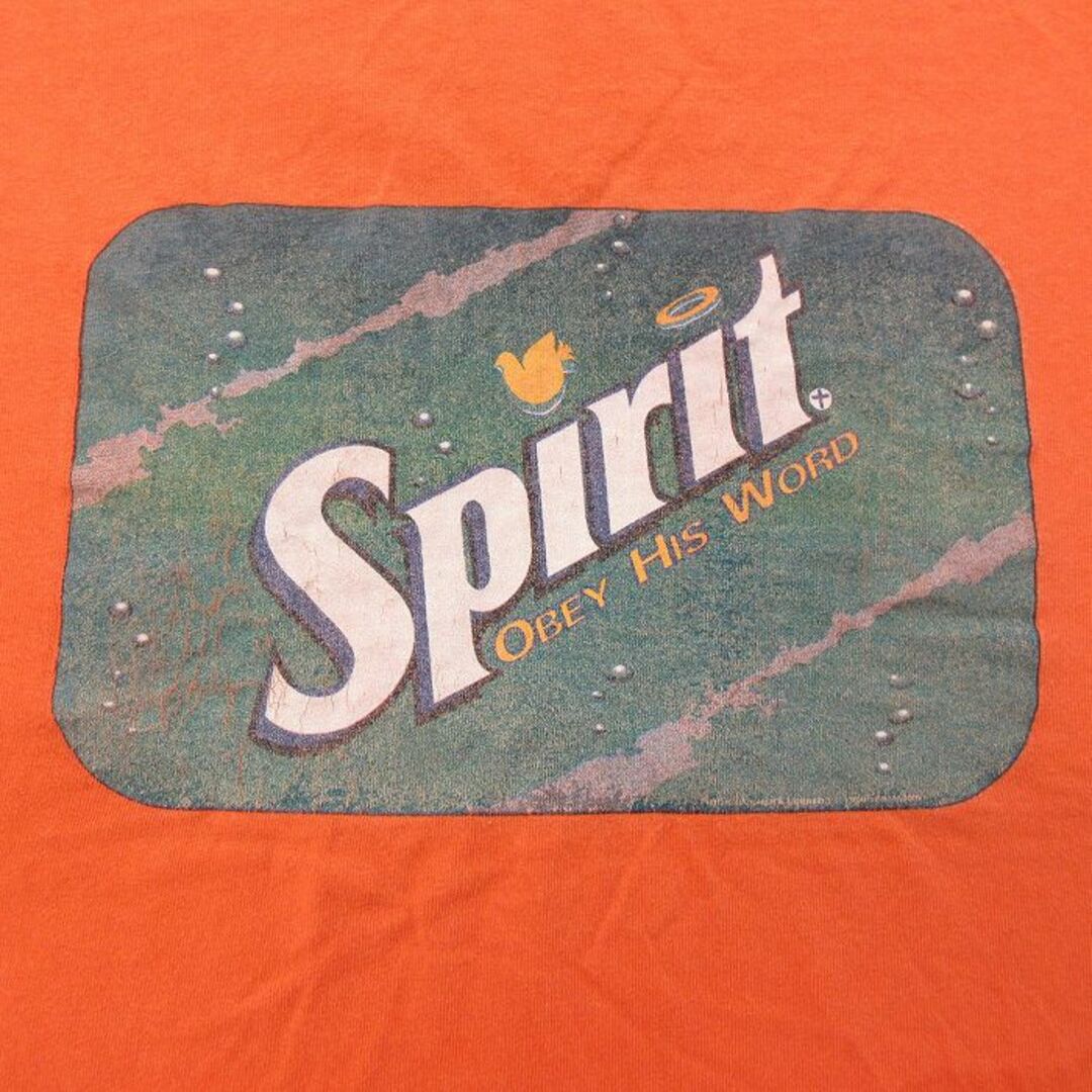 XL★古着 半袖 ビンテージ Tシャツ メンズ 00年代 00s Spirit コットン クルーネック オレンジ 23jul11 中古 メンズのトップス(Tシャツ/カットソー(半袖/袖なし))の商品写真