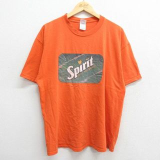 XL★古着 半袖 ビンテージ Tシャツ メンズ 00年代 00s Spirit コットン クルーネック オレンジ 23jul11 中古(Tシャツ/カットソー(半袖/袖なし))