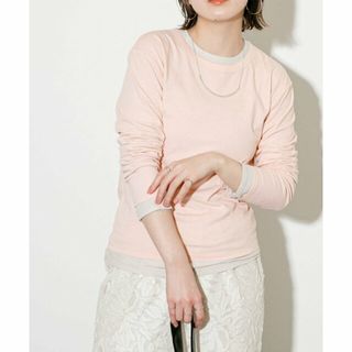 ケービーエフ(KBF)の【PINK/L.BEG】レイヤードシアーTEE(カットソー(長袖/七分))