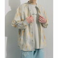 【LBLU×BEG】マーブルプリントバンドカラーシャツ