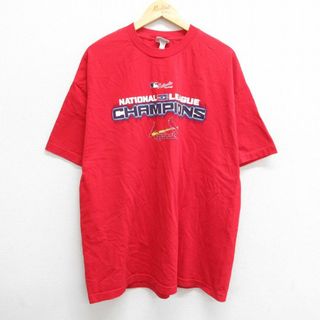 リー(Lee)のXL★古着 リー Lee 半袖 ビンテージ Tシャツ メンズ 00年代 00s MLB セントルイスカージナルス 大きいサイズ コットン クルーネック 赤 レッド メジャーリーグ ベースボール 野球 23jul12 中古(Tシャツ/カットソー(半袖/袖なし))