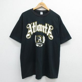 XL★古着 半袖 ビンテージ Tシャツ メンズ 90年代 90s アトランタ ジョージア 大学 大きいサイズ コットン クルーネック USA製 濃緑 グリーン 23jul12 中古(Tシャツ/カットソー(半袖/袖なし))