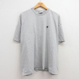 チャンピオン(Champion)のXL★古着 チャンピオン champion 半袖 ビンテージ Tシャツ メンズ 00年代 00s ワンポイントロゴ 大きいサイズ クルーネック グレー 霜降り 23jul12 中古(Tシャツ/カットソー(半袖/袖なし))