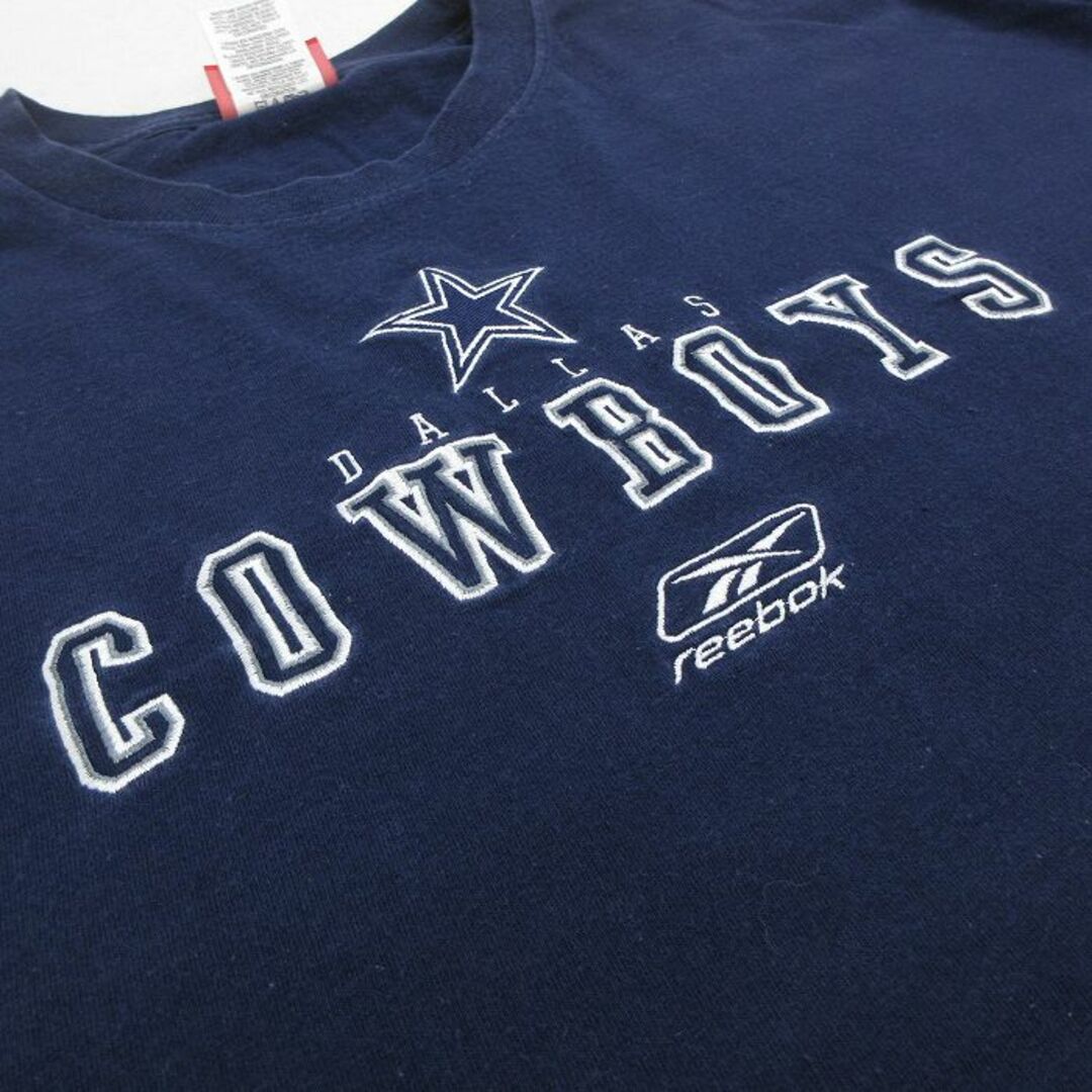 Reebok(リーボック)のXL★古着 リーボック REEBOK 半袖 ビンテージ Tシャツ メンズ 00年代 00s NFL ダラスカウボーイズ ワンポイントロゴ 刺繍 大きいサイズ コットン クルーネック 紺 ネイビー アメフト スーパーボウル 23jul12 中古 メンズのトップス(Tシャツ/カットソー(半袖/袖なし))の商品写真