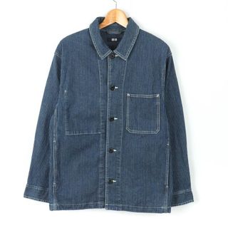 ユニクロ(UNIQLO)のユニクロ デニムジャケット アウター ストライプ  メンズ Mサイズ ブルー UNIQLO(Gジャン/デニムジャケット)