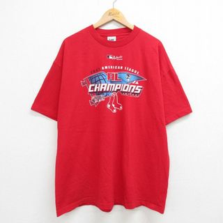 リー(Lee)のXL★古着 リー Lee 半袖 ビンテージ Tシャツ メンズ 00年代 00s MLB ボストンレッドソックス 大きいサイズ コットン クルーネック 赤 レッド メジャーリーグ ベースボール 野球 23jul13 中古(Tシャツ/カットソー(半袖/袖なし))