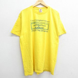 XL★古着 半袖 ビンテージ Tシャツ メンズ 00年代 00s シンプソンズ バート コットン クルーネック 黄 イエロー 23jul13 中古(Tシャツ/カットソー(半袖/袖なし))