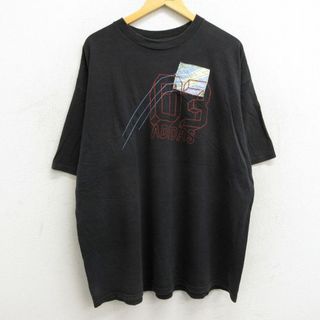 アディダス(adidas)のXL★古着 アディダス adidas 半袖 ビンテージ Tシャツ メンズ 00年代 00s ビッグロゴ 03 大きいサイズ コットン クルーネック 黒 ブラック 23jul13 中古(Tシャツ/カットソー(半袖/袖なし))