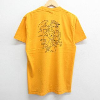 ヘインズ(Hanes)のM★古着 ヘインズ Hanes 半袖 ビンテージ Tシャツ メンズ 00年代 00s ARIEEZ 人 コットン クルーネック 黄 イエロー 23jul14 中古(Tシャツ/カットソー(半袖/袖なし))