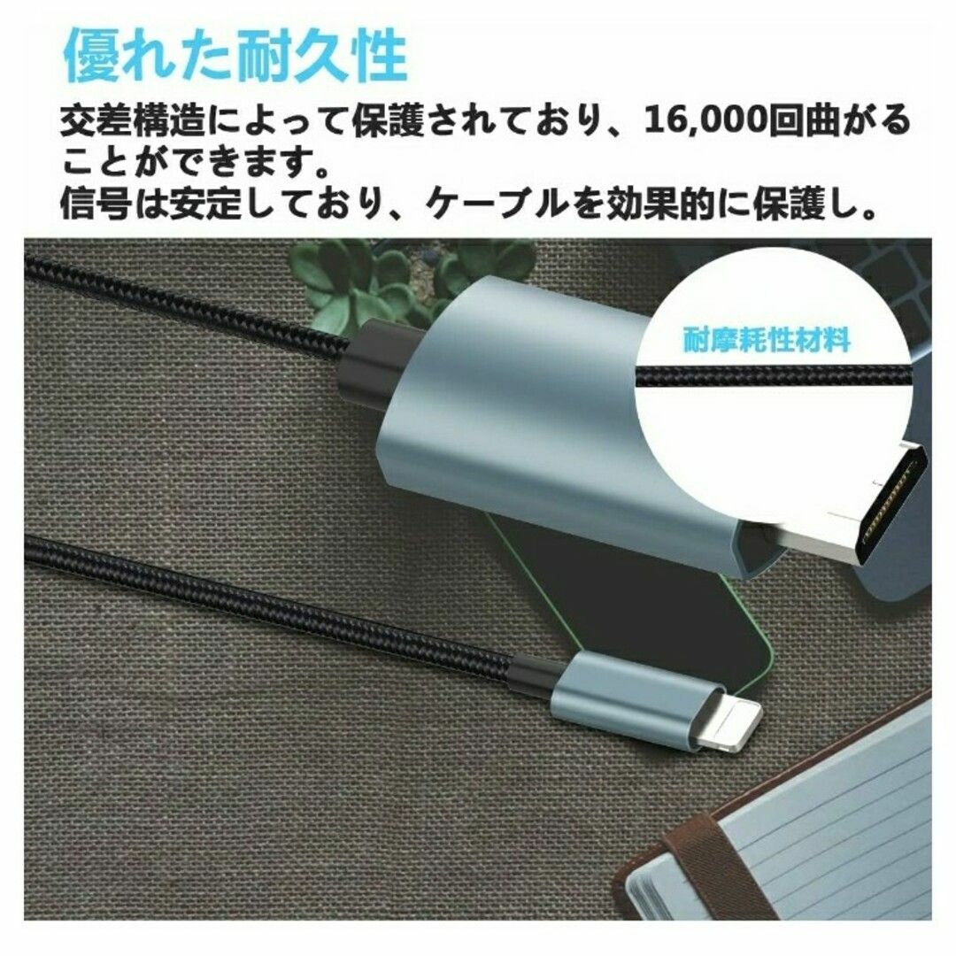 変換ケーブル 1.5M hdmiケーブル接続tv/av hdmi OTG用 変換 スマホ/家電/カメラのテレビ/映像機器(映像用ケーブル)の商品写真