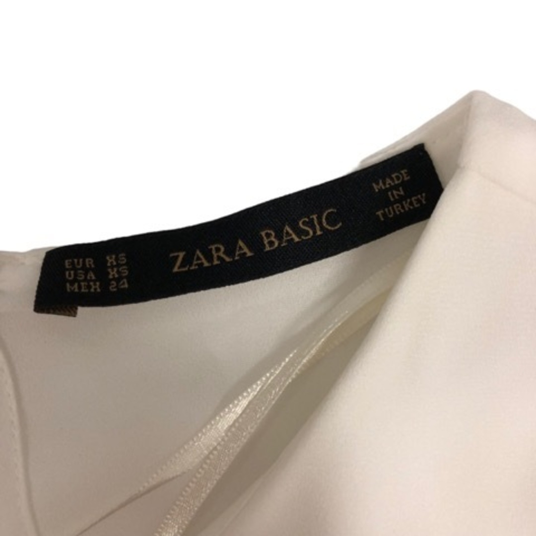 ザラ ベーシック ZARA BASIC カットソー ノースリーブ 無地 白 レディースのトップス(カットソー(半袖/袖なし))の商品写真