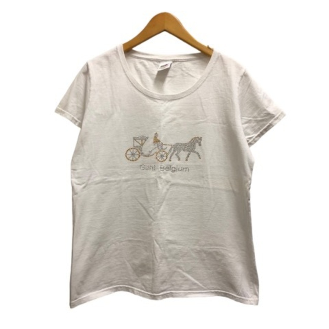 FRUIT OF THE LOOM Tシャツ 半袖 ビーズ装飾 白 銀 金 レディースのトップス(Tシャツ(半袖/袖なし))の商品写真
