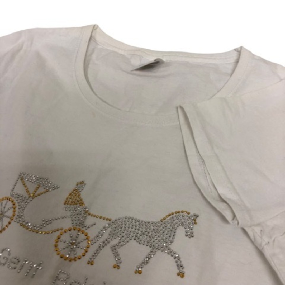 FRUIT OF THE LOOM Tシャツ 半袖 ビーズ装飾 白 銀 金 レディースのトップス(Tシャツ(半袖/袖なし))の商品写真