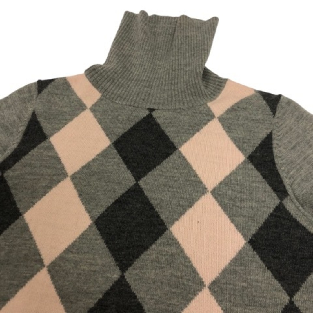 QUEENS COURT(クイーンズコート)のQUEENS COURT ニット セーター 半袖 アーガイル柄 グレー ピンク レディースのトップス(ニット/セーター)の商品写真