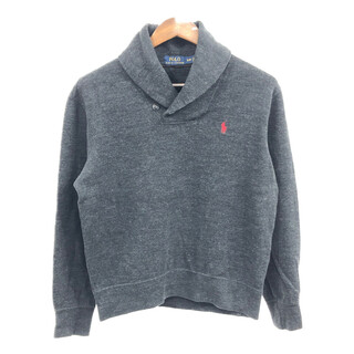 ポロラルフローレン(POLO RALPH LAUREN)のPolo by Ralph Lauren ラルフローレン コットン ニット ショールカラーセーター ワンポイントロゴ ブラック (メンズ S) 中古 古着 Q1605(ニット/セーター)