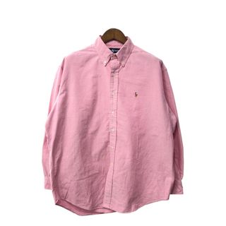 90年代 RALPH LAUREN ラルフローレン BLAKE ボタンダウン 長袖シャツ ワンポイントロゴ ピンク (メンズ L) 中古 古着 Q1626(シャツ)