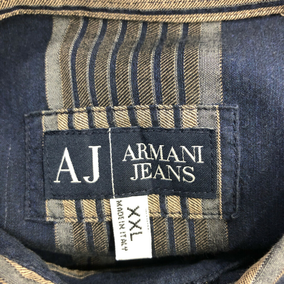 ARMANI JEANS(アルマーニジーンズ)のイタリア製 ARMANI JEANS アルマーニ ジーンズ 長袖シャツ 大きいサイズ ストライプ マルチカラー (メンズ XXL) 中古 古着 Q1623 メンズのトップス(シャツ)の商品写真