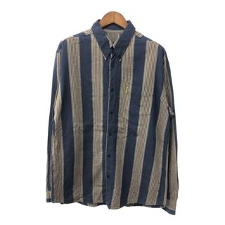 アルマーニジーンズ(ARMANI JEANS)のイタリア製 ARMANI JEANS アルマーニ ジーンズ 長袖シャツ 大きいサイズ ストライプ マルチカラー (メンズ XXL) 中古 古着 Q1623(シャツ)