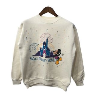 ディズニー(Disney)の80年代 Disney ディズニー Disney DESIGNS ディズニーワールド スウェット キャラクター ホワイト (メンズ MEDIUM) 中古 古着 Q1632(スウェット)