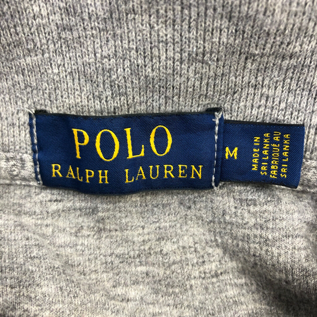 POLO RALPH LAUREN(ポロラルフローレン)のPolo by Ralph Lauren ラルフローレン ハーフジップ ドライバーズニット セーター ワンポイントロゴ グレー (メンズ M) 中古 古着 Q1640 メンズのトップス(ニット/セーター)の商品写真