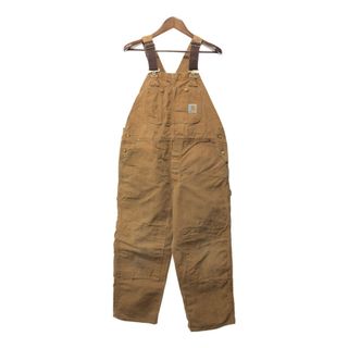 カーハート(carhartt)の80年代 USA製 Carhartt カーハート ダック ペインター オーバーオール 大きいサイズ ダブルニー ワーク (メンズ 40×30) 中古 古着 Q1646(サロペット/オーバーオール)