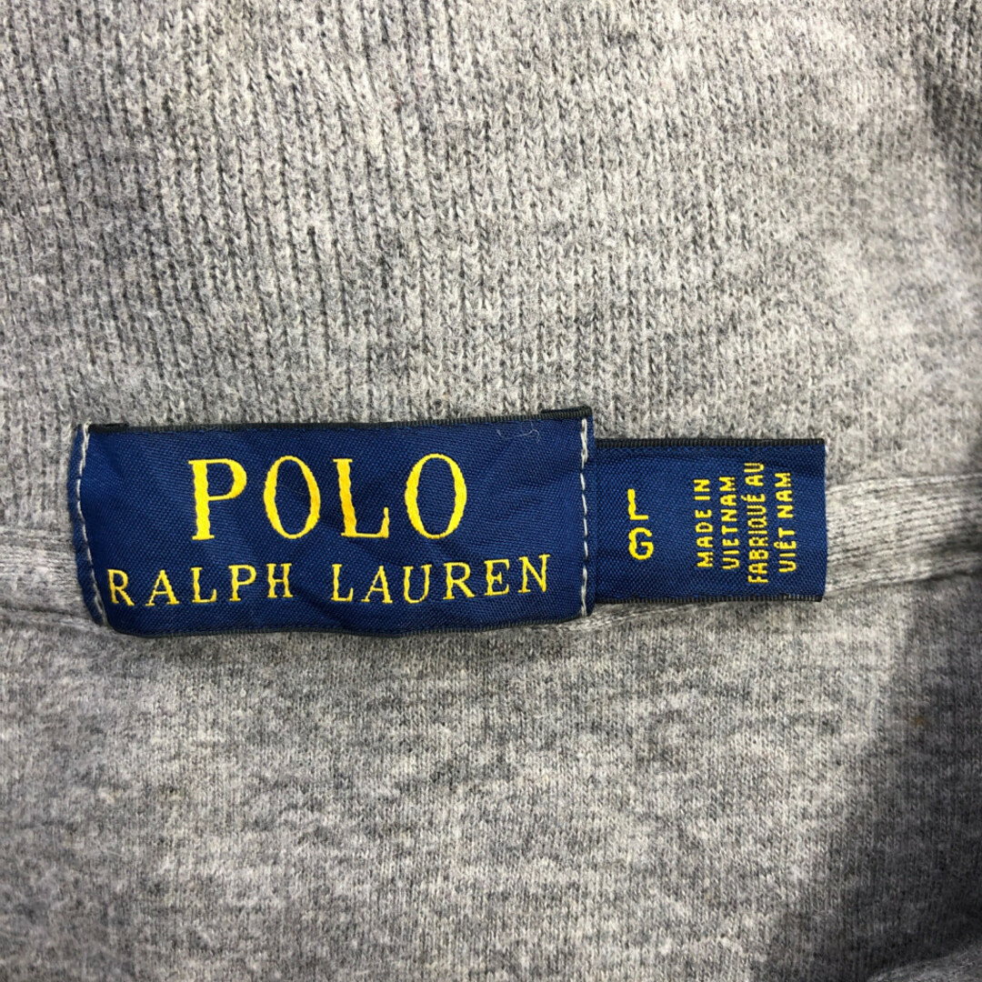 POLO RALPH LAUREN(ポロラルフローレン)のPolo by Ralph Lauren ラルフローレン ハーフジップ ドライバーズニット セーター ワンポイントロゴ グレー (メンズ L) 中古 古着 Q1653 メンズのトップス(ニット/セーター)の商品写真
