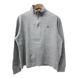 ポロラルフローレン(POLO RALPH LAUREN)のPolo by Ralph Lauren ラルフローレン ハーフジップ ドライバーズニット セーター ワンポイントロゴ グレー (メンズ L) 中古 古着 Q1653(ニット/セーター)