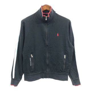 RALPH LAUREN ラルフローレン フルジップ スウェット ジャケット ワンポイントロゴ ブラック (メンズ M) 中古 古着 Q1709(スウェット)